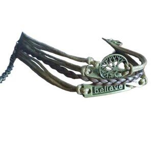 Leather wrapped‎ layered bracelet